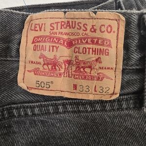Levis Strauss & Co 505 Straight Fit Stone Black Jeans Men Size W33 L32